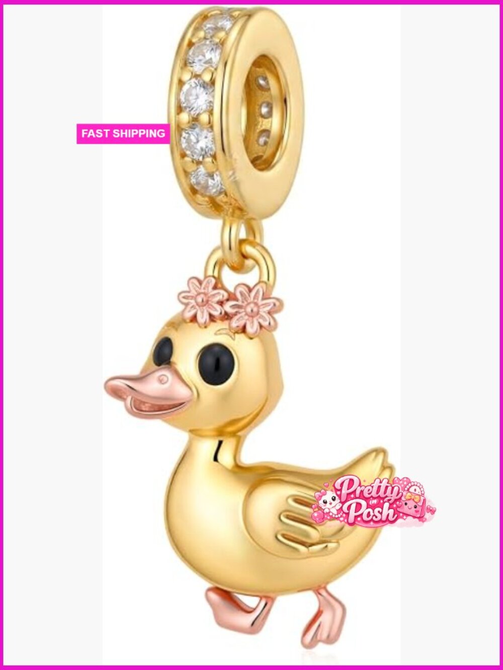 925 Sterling Silver Duck Charm for Bracelets Jewelry Charm